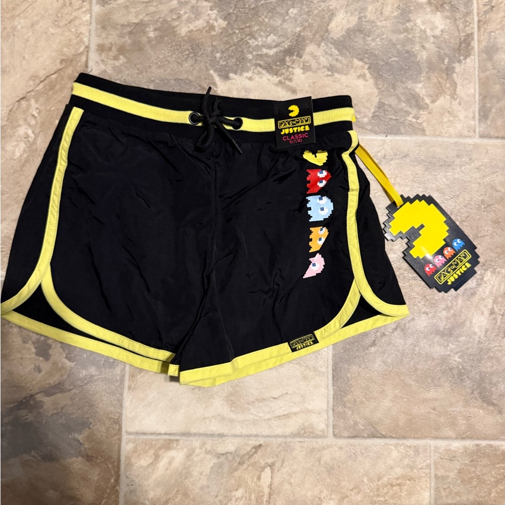 Justice Black and Yellow Kids Shorts